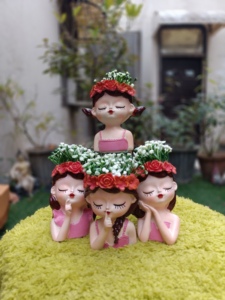 Maceta Pequeña con Diseño de Hada de las Hongos, Moderna, Decorativa para Hogar y Jardín, de Poliresina, Pintada a Mano, Ecológica, Venta al Por Mayor - Product Image 6
