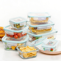 Conteneur alimentaire carré en verre, hermétique, sans BPA, écologique, pour conserver la fraîcheur, compatible micro-ondes, lot de 8, vente en gros