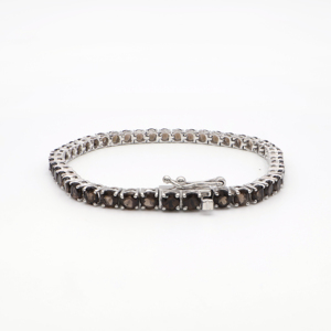 Pulsera de Plata de Ley 925 con Cuarzo Ahumado Natural, Bañada en Rodio - Product Image 2