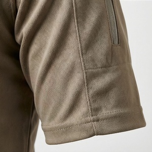 <b>Men's</b> <b>Khaki</b> Short Sleeve Polyester Polo <b>Shirt</b> Quick Dry Zipper Casual Solid Knitted Design Regular Fit - Product Image 6
