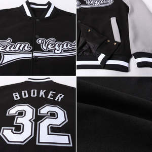 แจ็คเก็ตเบสบอลปักลายกันลมสำหรับผู้ชายไซส์ใหญ่ ขายดี คอตั้ง สไตล์ Letterman เสื้อโค้ทฤดูใบไม้ร่วง ขายส่งสำหรับวิทยาลัย - Product Image 4