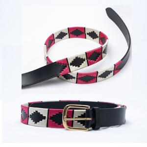 Cinturón de Nubuck con Diseño de Polo Argentino Colorido - Cinturón Ecuestre Azul de Cuero Genuino de Polo Argentina - Product Image 3