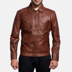 Wholesale Men's Breathable Outdoor Genuine Leather <b>Winter</b> Biker Jackets Custom Logo Front Canvas Streetwear - Product Image 1