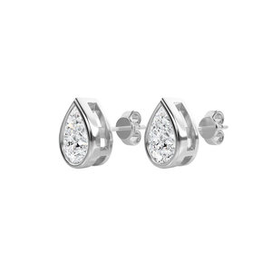 Roy Diamond RE 039 Women's <b>Sterling</b> <b>Silver</b> Lab Grown Pear Diamond Simulated Options Bezel Studs/<b>Dangle</b> <b>Earrings</b> 18K Gold Plating - Product Image 1