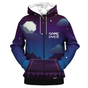 Men's Hooded Zipper Sweatshirt Sublimation Printed Black White Abstract <b>Pattern</b> Regular Sleeve <b>Knitted</b> Polyester Autumn Wear - Product Image 4