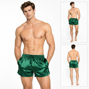 <b>Men</b> Sleepwear Underwear <b>Silk</b> Satin Boxers Shorts Nightwear <b>Pajamas</b> Shorts Lightweight Nylon Shorts <b>Men</b> Silky Sleep Shorts - Product Image 4