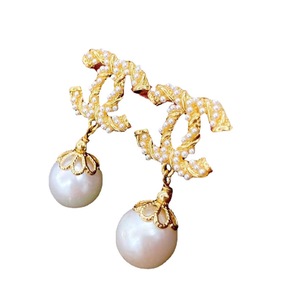 Pendientes Colgantes de Perlas Edison de Agua Dulce de 11 mm, Estilo Europeo y Americano, Doble C, Joyería de Verano - Product Image 5