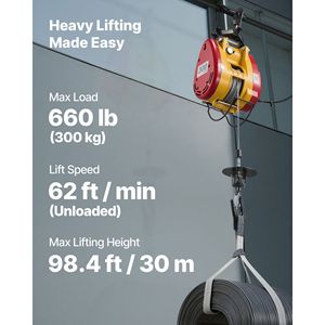 Treuil électrique portable 1500W, capacité 660 lb, hauteur de levage 98,4 pi, vitesse 62 pi/min, 2-en-1, treuil 62 pi/min - Product Image 2