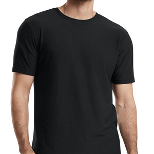 T-shirt pour homme en coton 100% noir à col rond et manches courtes, coupe classique, couleur unie, jersey tricoté, t-shirts pour homme à prix avantageux - Product Image 1