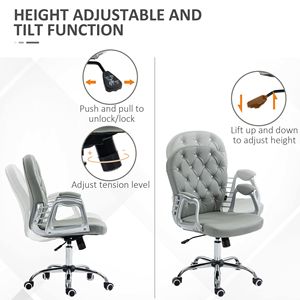 Button Tufted Gray Desk <b>Chair</b> for Home Office Executive <b>Chair</b> <b>Padded</b> Armrests Adjustable Height Swivel Wheels BIFMA Certified - Product Image 4