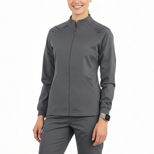 Blouse d'infirmière personnalisable OEM, veste médicale à fermeture éclair intégrale et manches longues, prix de gros, réduction sur les achats en gros, blouses élégantes - Product Image 1