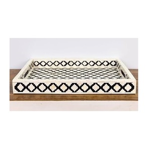 Classic Luxury Handcrafted Ramadan Eid Holiday <b>MOP</b> Serving Trays Wholesale Price From India Home Fruits Table Serving Tray - Product Image 5