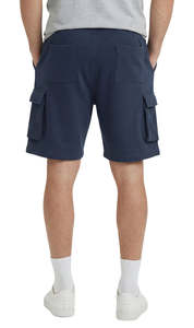 Men's <b>Black</b> Cargo Shorts Elastic Waist Solid Color Casual Bermuda Length with Pockets Breathable Cotton Fabric - Product Image 2