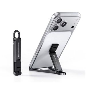Support de téléphone portable en aluminium portable pour bureau, pliable, de poche, support de téléphone portable de voyage, trépied avec clip mousqueton - Product Image 1