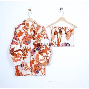 Conjunto de Pijama de Algodón 100% para Mujer, Cuello en V, Manga Larga, Estampado Floral, Ropa de Dormir Cómoda para Toda Temporada, Traje de Fiesta Perfecto - Product Image 2