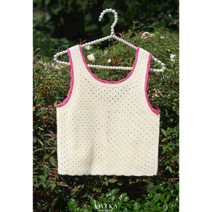 BETTY <b>Women's</b> Hand Knitted Sleeveless Vest <b>for</b> with Pink Trim Pockets Winter Elegant Style VKSE00526 100% Polyester <b>Short</b> - Product Image 2