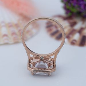 Emerald Cut Moissanite 14K Gold Plated Prong Setting 925 Sterling <b>Silver</b> for Certified Wedding Engagement <b>Solitaire</b> Bridal <b>Ring</b> - Product Image 5