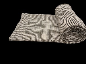 Tissu en maille crochetée noir et beige de qualité supérieure – Motif ondulé complexe texturé – Drapé élégant ajouré - Product Image 2