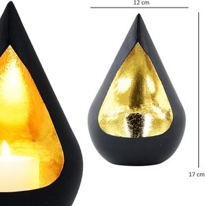 Stylish <b>wall</b> mounted <b>candle</b> <b>holder</b> black metal teardrop design cup for tealight <b>candles</b> black outer - Product Image 4