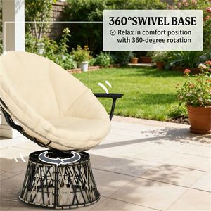 Sedia da Giardino Circolare Beige Papaya per Arredamento da Esterno - Product Image 3