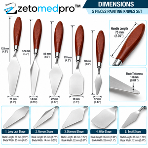 5 Piece Stainless Steel Painting Knife Spatula Palette Knife Set 5in Wood Handle Silver Brown Jewelry <b>Welding</b> DIY Sample Making - Product Image 6