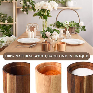 Pot à sel et piment en bois Craft Emporium Exports avec couvercle en bois, compatible lave-vaisselle, design moderne, taille/forme/logo personnalisables, accessoire cuillère - Product Image 6