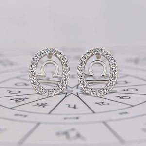Pendientes Redondos de Diamantes Libra con Engaste Halo 0.30 TCW Calidad E/F VS Joyería de Astrología Zodiacal para Ella Elegante Regalo de Cumpleaños - Product Image 6