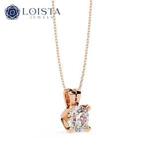 Collier pendentif solitaire en argent sterling 925 avec diamant de laboratoire taille brillant rond, certifié IGI, pour femme - Product Image 3
