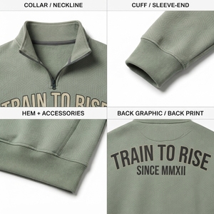 Sweat-shirt d'entraînement pour homme en molleton bouclette 400 GSM, col zippé, couleur sauge, coupe oversize à épaules tombantes, personnalisable avec motif OEM - Product Image 4