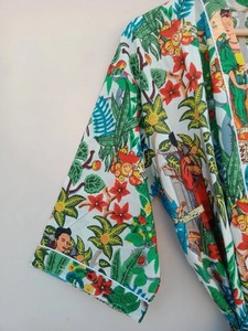 ชุดกิโมโนผ้าฝ้ายออร์แกนิกพิมพ์ลายด้วยมือ: ยูกาตะสไตล์โบโฮญี่ปุ่น - Product Image 2