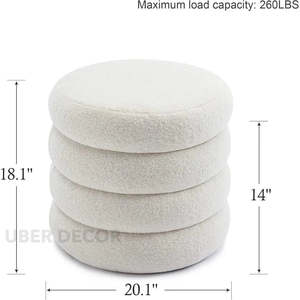 CozyHaven Boucle Pouf de rangement avec couvercle amovible Repose-pieds rond rembourré pour salon chambre décor - Product Image 6