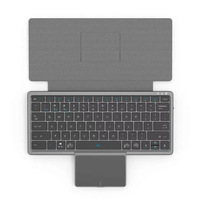 Keyboard Nirkabel 78 Tombol dengan Touchpad, Sarung Kulit, Keyboard Lipat Mini Portabel untuk iPad, Tablet, Ponsel, Laptop, Kantor