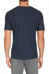 Nueva Camiseta de Algodón para Hombre, Cuello Redondo, Manga Corta, Color Azul Marino, Corte Regular, Estilo Jersey, Color Sólido, Transpirable, Tejido de Punto - Product Image 4