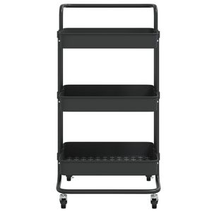 Black 3-Tier Kitchen <b>Trolley</b> Iron And Abs Modern Design For Storage And <b>Serving</b> - Product Image 5