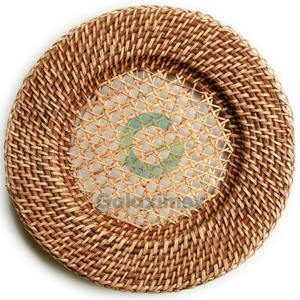 Nouvelle assiette de service en rotin naturel écologique, assiettes de dîner de mariage, design en bambou tissé, ronde, certifiée CE, tissée à la main - Product Image 4