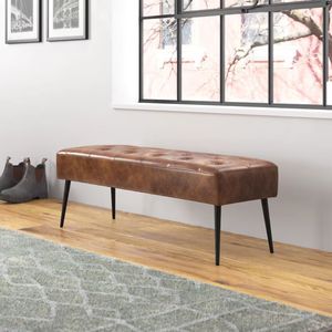 Banc ottoman moderne en similicuir, banc rembourré pour chambre à coucher, banc d'appoint capitonné pour la fin du lit, pour entrée et salon - Product Image 4