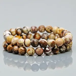 Natural Peanut Jasper 8mm Smooth Ball AA Grade Beads Trendy <b>Stretch</b> <b>Bracelet</b> Healing Jewelry Wholesale - Product Image 2
