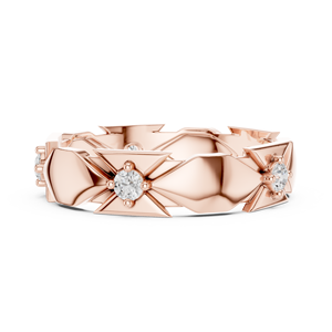 Anillo de Diamantes Chapado en Oro Rosa, Joyería Geométrica para Mujer, Regalo de Compromiso y Boda - Product Image 1