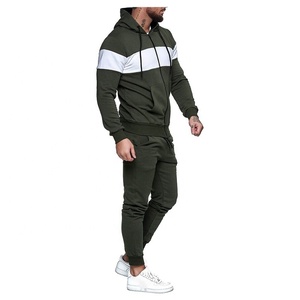 Chándal deportivo 100% de algodón personalizable para hombre, para entrenar, correr, temporada de primavera, conjunto de dos piezas con logotipo en blanco, chándal liso - Product Image 5