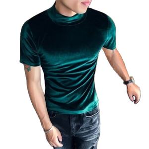 Men's Shiny Short Sleeve Velvet <b>T</b> <b>Shirts</b> Casual Outdoor Wear Round Neck Velvet <b>T</b>-<b>Shirts</b> for Men Breathable Slim and Comfortable - Product Image 1