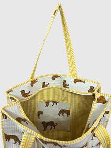 <b>Leopard</b> <b>Print</b> Cotton Tote Bag Fashion Open Closure Women's Shopping Bag All Seasons - Product Image 3