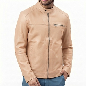 Nouvelle veste en cuir à col montant enduit, design personnalisé 2026, couleur unie, style vintage pour homme, avec capuche, service ODM, couleur personnalisable - Product Image 3