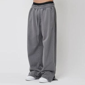 Pantalon de jogging en molleton gris à jambe droite, personnalisable avec logo, haute qualité, empilé, décontracté pour homme, respirant, grandes tailles, printemps - Product Image 2