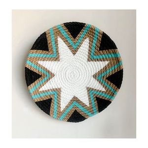 <b>Round</b> Linen Table <b>Mats</b> Handmade Bohemian Style Natural Weave Placemats with Bird and Butterfly Design - Product Image 3
