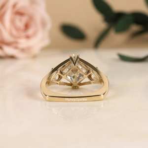 Luxury HIPHOP SPARKLE Gold Marquise Cut Bypass <b>Ring</b> Sculpted Split Shank Pave Moissanite Curves Elegant Modern <b>Statement</b> - Product Image 3