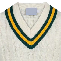 Pull de cricket pour homme, hiver, respirant, anti-boulochage, manches longues, col en V, personnalisation du logo frontal, tricoté à la main, laine/cachemire, haute qualité