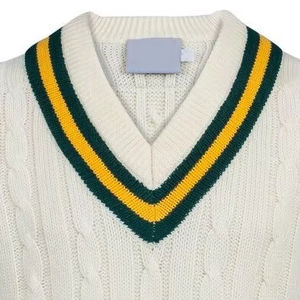 Suéter de Cricket para Hombre, Transpirable, de Manga Larga y Cuello en V, con Logotipo Personalizable en la Parte Delantera, Tejido a Mano en Lana/Cachemira, Ropa Deportiva - Product Image 5