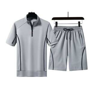 Men Quick Dry Tracksuit Set <b>Short</b> Sleeve Zip Up Top and Elastic Waist <b>Shorts</b> Sports Activewear Summer - Product Image 3
