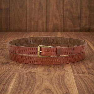 Ceinture décontractée en cuir pour homme, élégante, à 3 rangées de perforations et de trous, toutes tailles personnalisées, avec boucle ardillon de haute qualité - Product Image 1