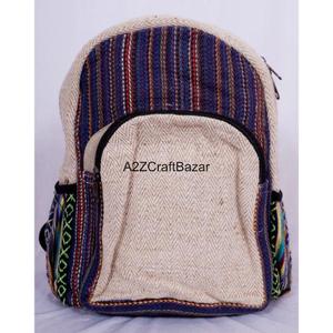 Sac à dos unisexe fait main en toile 100% coton, léger, vintage, 20L, avec fermeture éclair, bretelles arquées et poignée souple - Product Image 3